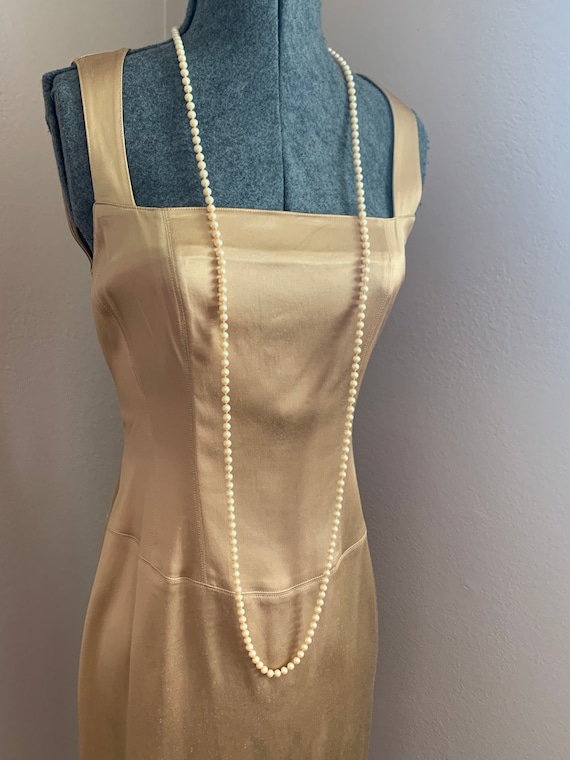 Gold Satin Square Neck Dynamite Dress - image 4