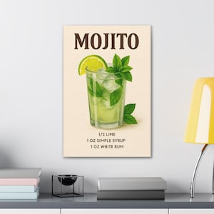 Mojito Cocktail Recipe Print: Retro Kitchen Bar Art (Digital Download)