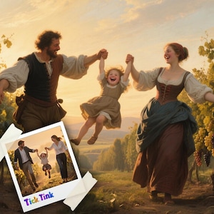 Baroque Oil Family Portrait or Pixar Style Cartoon – AI Custom Art for Family, Kids, Parents, Holidays, Digital Download