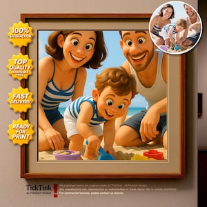 Pixar-style 3D portrait – for graduation, couples, family or pets. Great as gifts or wall art. Digital download. Up to 4 figures