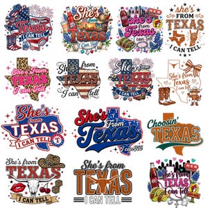 Pacote de imagens PNG "Ela é do Texas", Dia da Independência do Texas, PNG "Escolhendo o Texas", PNG do Estado do Texas, Design de Cowgirl do Oeste, Garota do Texas, Download Digital imagem 1