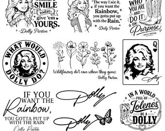 Rainbow Dolly Parton Quotes Svg Png, Dolly Parton PNG, Dolly SVG, Dolly Parton Signature Svg, Western Country girl,Country Singer Png,Crciut