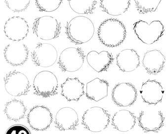 Floral Wreath SVG Bundle, Wedding Wreaths svg, circle frame, Wedding Floral Frame,wreath monogram,floral wreath svg,wreath png,vector design