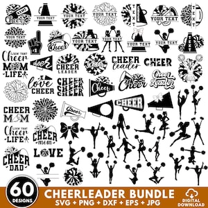 Cheerleader Svg Bundle, Cheer Svg, Cheerleader Clipart,Cheerleading Svg,Cheerleader Silhouette, Cheer Cut File,cheer megaphone svg,Cheer Pom