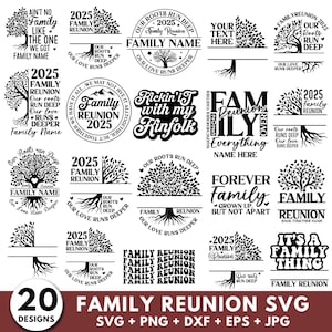 Árvore de Reunião Familiar 2025 SVG PNG, Designs de Árvore Genealógica SVG, Nossas Raízes São Profundas Reunião Familiar SVG, Família SVG, Camisetas de Reunião Familiar, Cricut