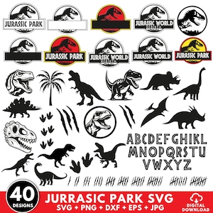 Jurassic Park Svg, Jurassic World Park, Dinosaur Svg, Jurassic Park Clipart, Jurassic Font Svg, Dinosaur t-rex Svg,Baby Dinosaur Cricut File