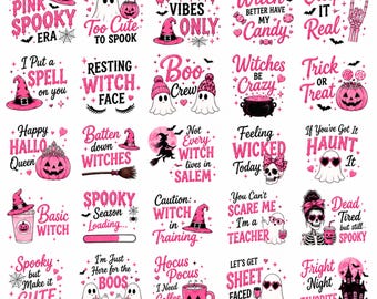 Pink Halloween PNG Bundle,Spooky Halloween Shirt Designs Witch Ghost PNG,Cute Spooky Halloween Sublimation,Pumpkin png,Halloween png,Digital