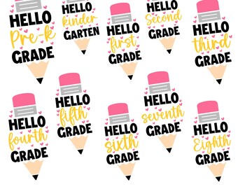 Back to School SVG Bundle, Pencil SVG, Grade Level Vibes svg, Teacher svg, School Shirt svg,First Day Of School, Pre-k 1st/2nd/3rd/4th Grade