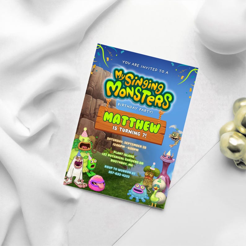 My Singing Monsters Birthday Invitation: Editable Kids Party Template ...