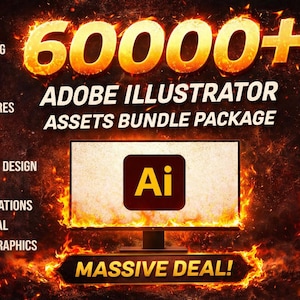 Ponad 60 000 zasobów i szablonów Adobe Illustrator Mega pakiet projektów wektorowych Edytowalne pliki AI, loga, ikony, wzory, grafiki na koszulki, natychmiastowe