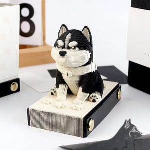 3D Husky Sticky Notes – Kreatywny notatnik z psem | Notatnik DIY | Niepowtarzalny prezent dla miłośników zwierząt | Dekoracja biurkowa kolekcjonerska