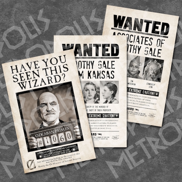 Oz Wanted Posters - Set of 3