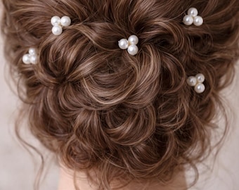 Lot de 5 Pics à cheveux mariée “Perline” – Perles nacrées Swarovski – Accessoires coiffure mariage – Ivoire ou blanc