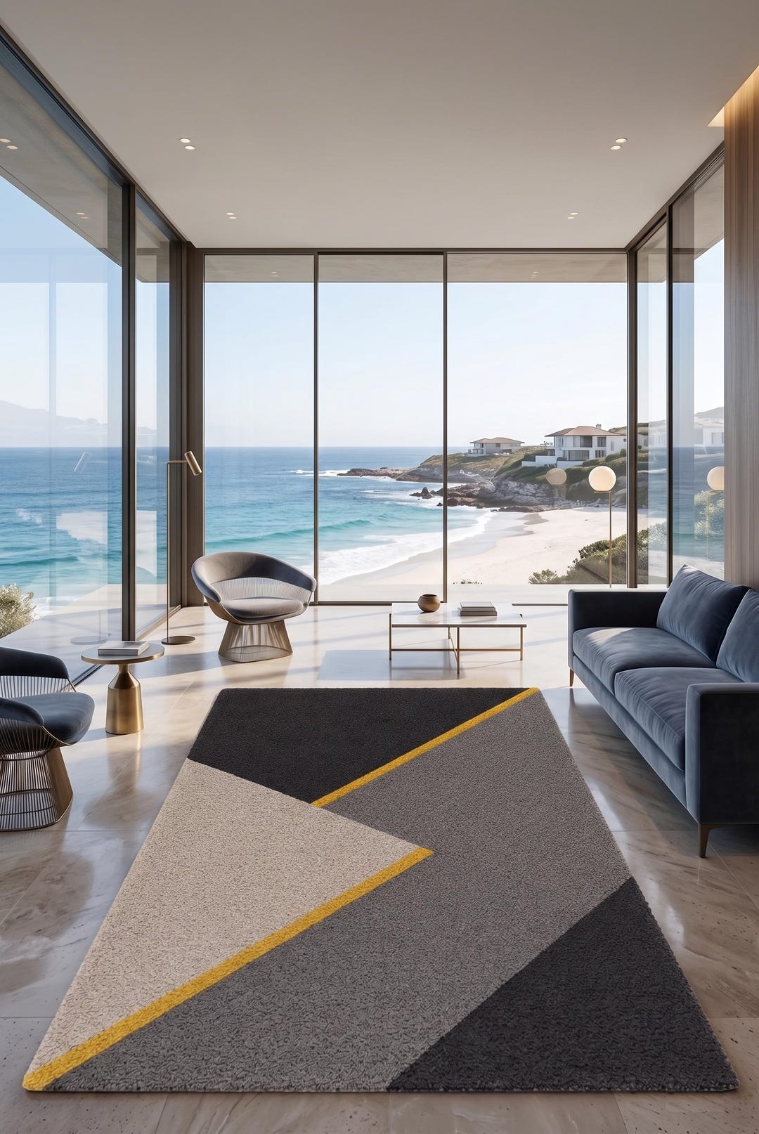Modern Geometric Hand Tufted Wool Rug – Minimalist Contemporary Area ...