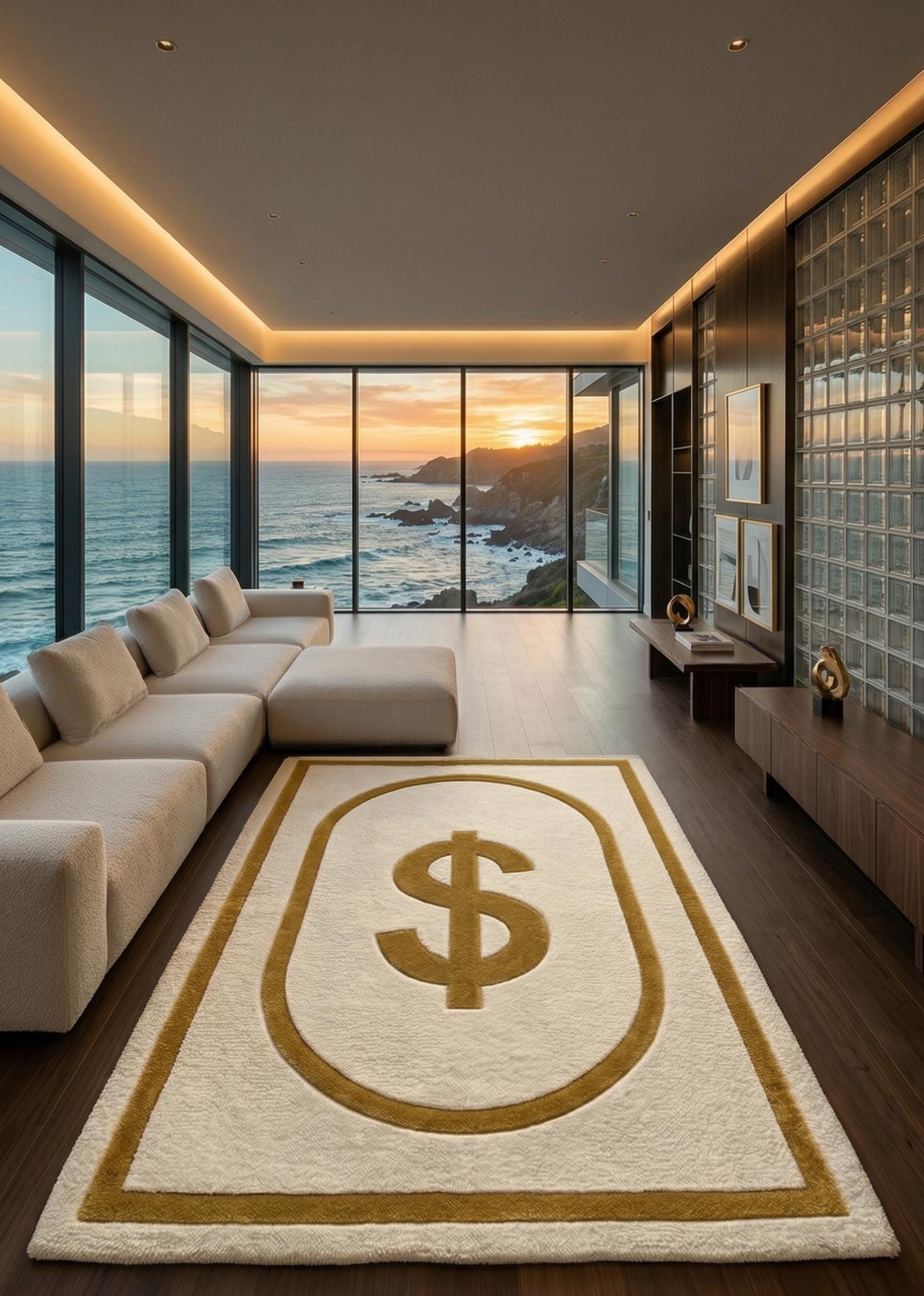 Numismatic Rugs Hand-tufted Woolen Rug – Gold Dollar Sign, Luxury Modern Area Carpet - Etsy