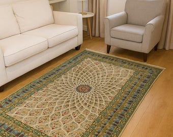 Handgeknüpfter Beige Teppich Für Wohnzimmer