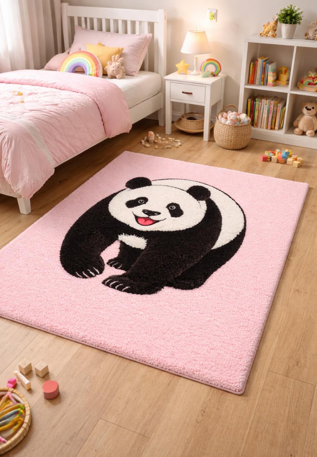 Hand Tufted Panda Wool Rug for Kids Room – Playful Cartoon Design - Etsy