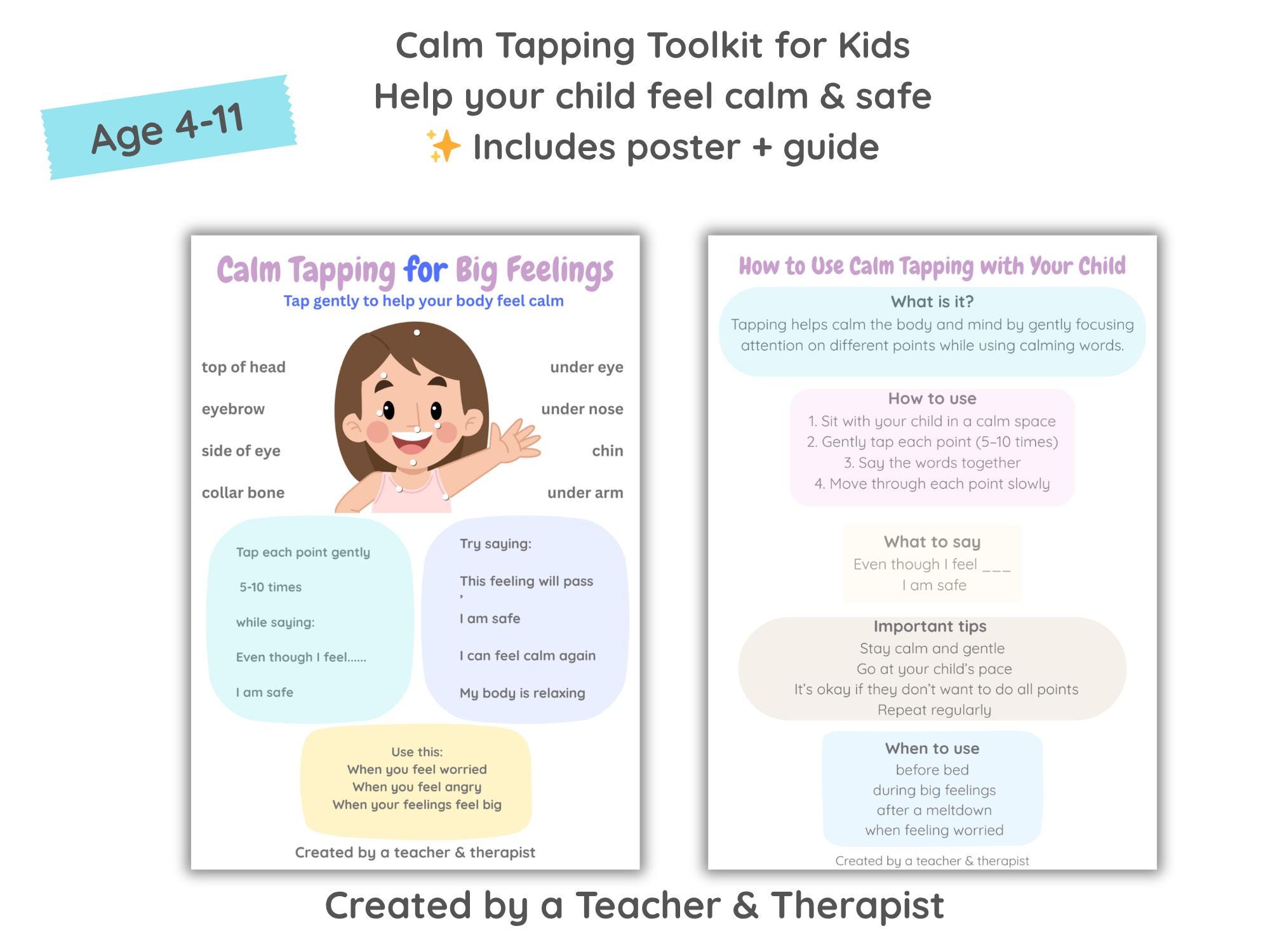 Help Children Tap Away Anxiety & Big Feelings | EFT Tapping Poster and ...