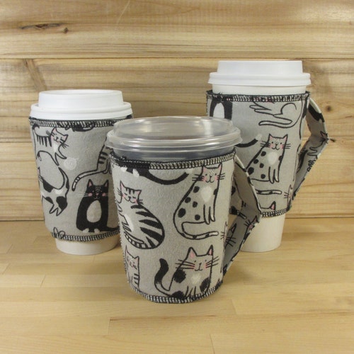 Iced Coffee Sleeve With Handle Medium Cow Print Etsy