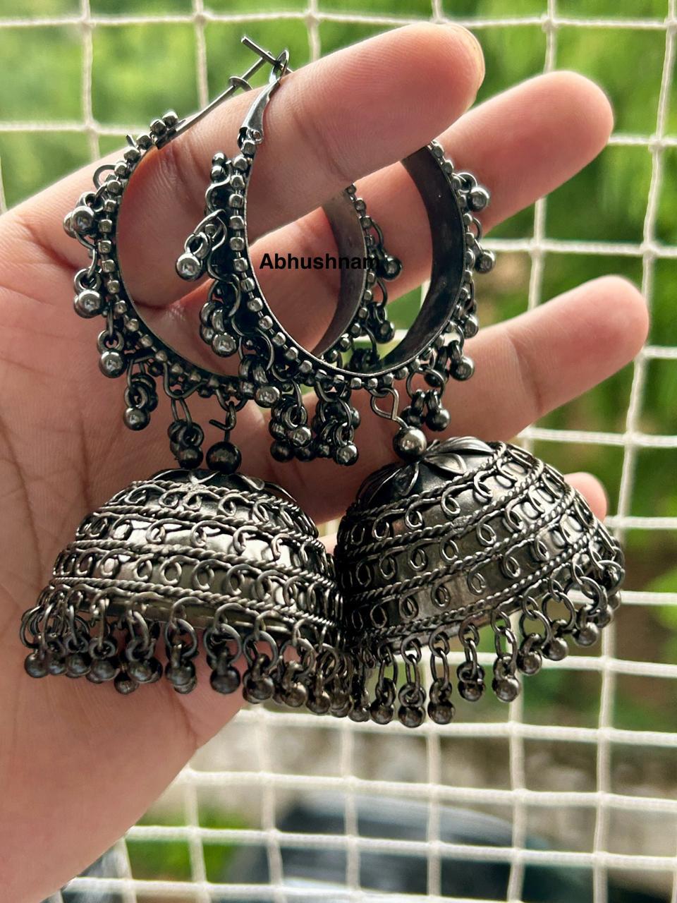 DouVei Gold Metal Tassel Jhumka Earrings – Indian Bollywood Style – Boho Dangle Drop Earrings For Women