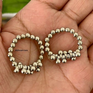 Indian Silver Plated Matte Finish Lightweight Ghungroo Style Toe Rings For Women & Girls / Toe Ring Pair for Women and  Girls