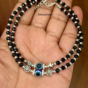 Devil Eyes Silver Touch Black Beads  Anklets Pair For Women & Girls /Payal Pair for Women and  Girls/ Dancing Anklets/Ghungroo Anklet Pair