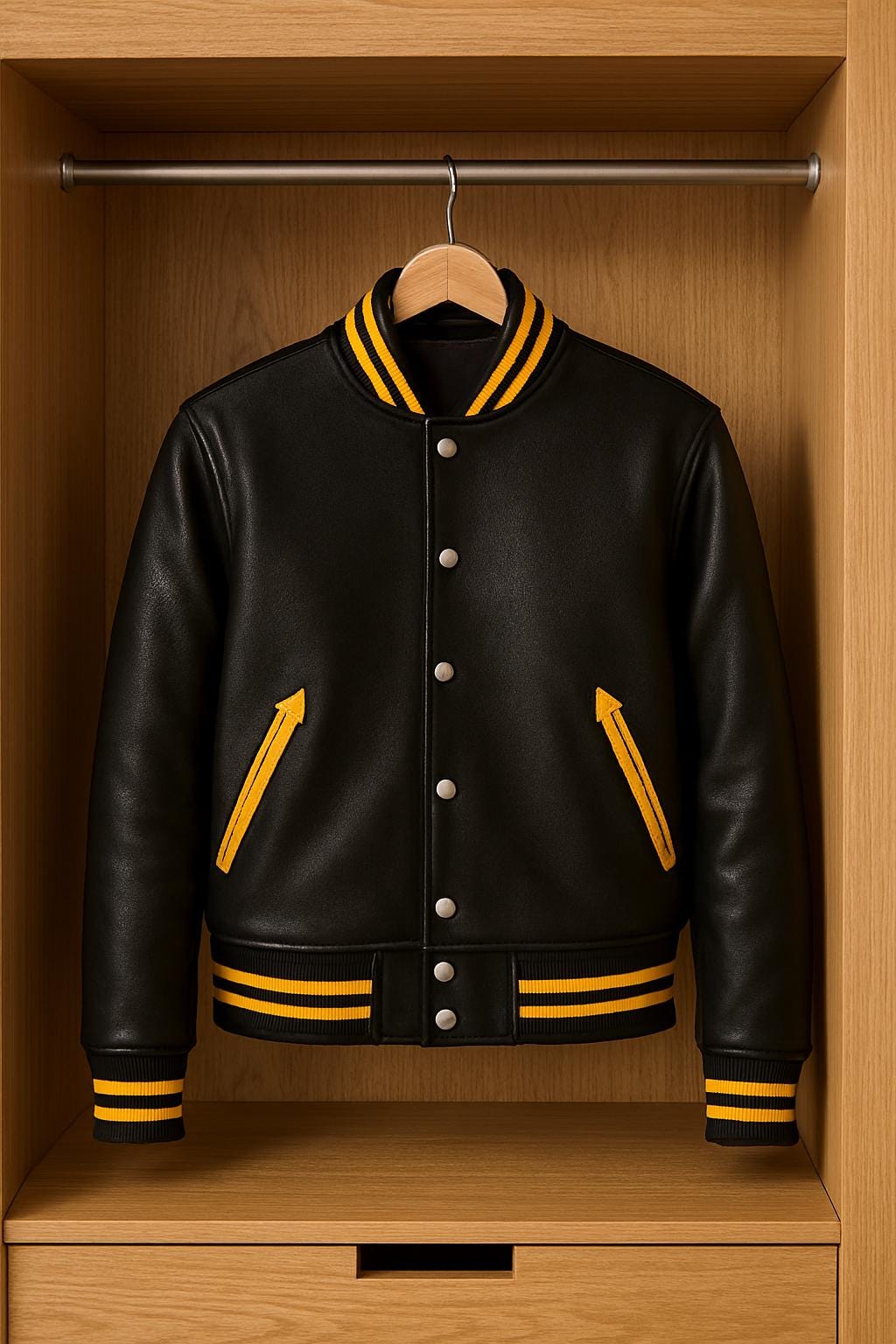 ランボルギーニ バーシティジャケット：ブラックシープレザー