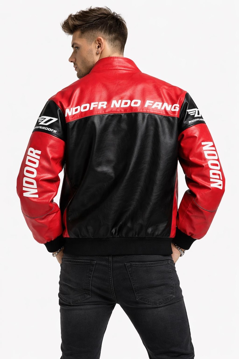 Homme Red Racing Jacket Red & Black Leather Racing Jacket – Moto Biker Style - Etsy