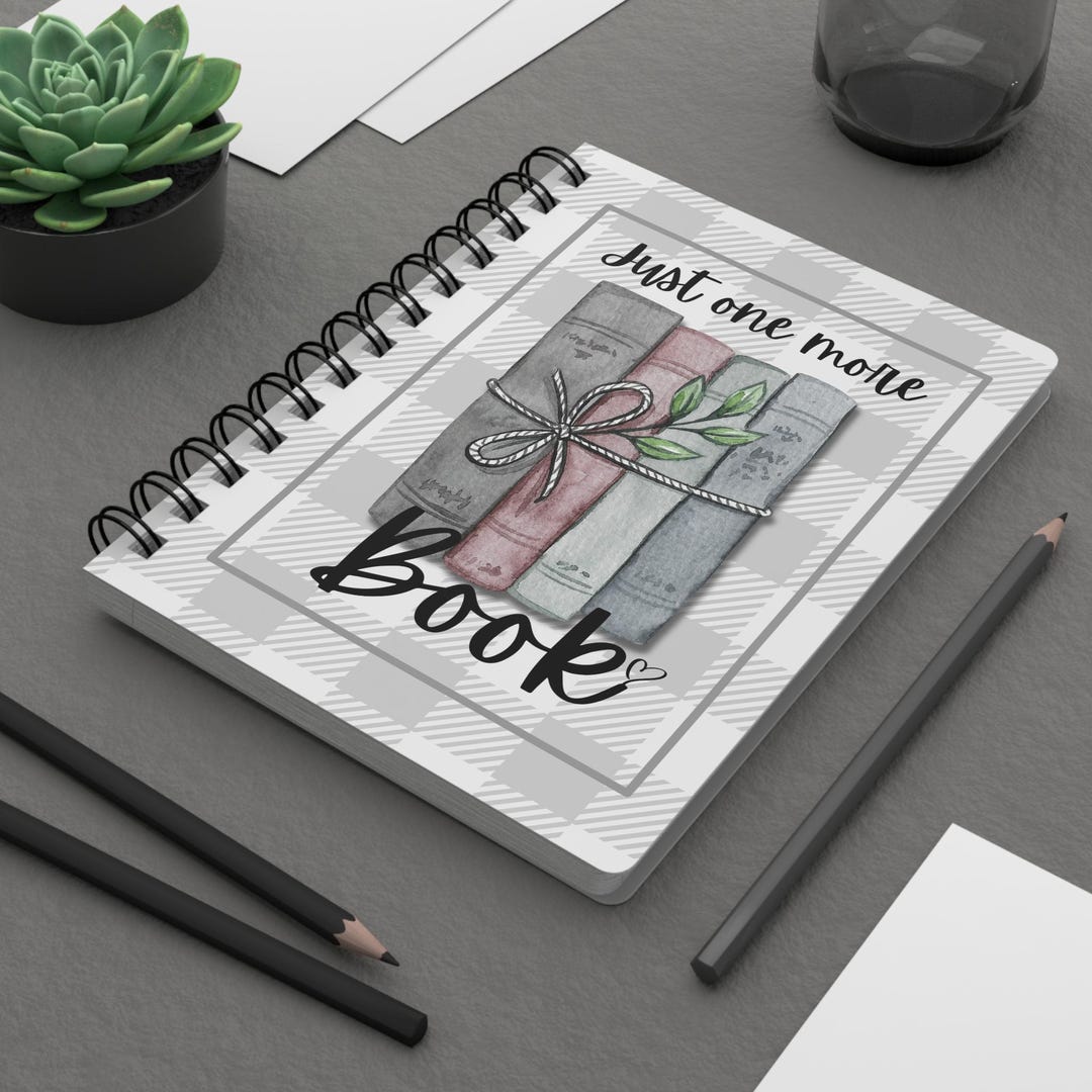 One More Book Notebook, Book Lover Journal, Cute Stacked Book Notebook ...