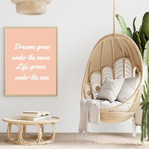 Inspirational Wall Art Print, Sun And Moon Quote Printable Art, Rose Gold Astronomy Art Print