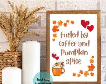 Pumpkin Spice Latte Art Print: Fall Coffee Decor (Digital Download)
