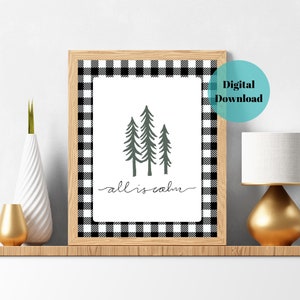 Buffalo Check Christmas Print, Printable Wall Art For Christmas Lovers, Xmas Printable Wall Art Download, Festive Home Decor For Winter