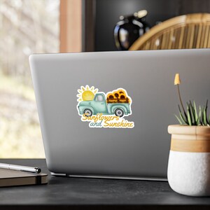Sunflower Vinyl Decal For Flower Lovers, Rustic Autumn Sticker, Fall Sunflower Laptop Sticker, Autumn Water Bottle Decal