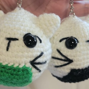 Crochet Onigiri Cat Keychain
