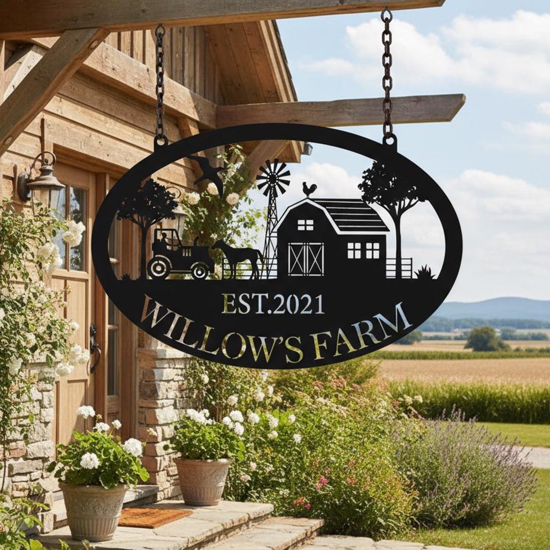 Custom Farm Name Metal Plaque,rustic Farm Metal Decor,outdoor Farm Wall ...