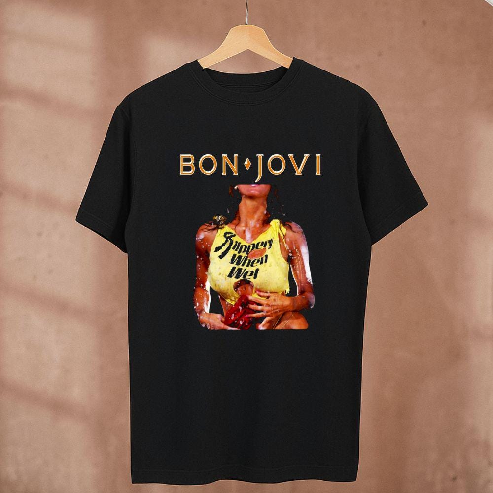 Bon Jovi \"Slippery When Wet World Tour\" T-Shirt Or Sleeveless Tank - To 5X