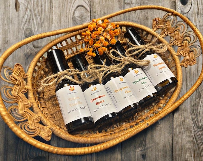 Featured listing image: Autumn/Winter Room Mists - sold individually, set - leak proof bottle - gift set available - warming fragrances for cooler months!