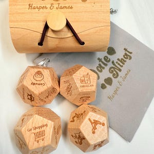 Personalized Date Night Dice Set: Beech Wood, Couples Gift