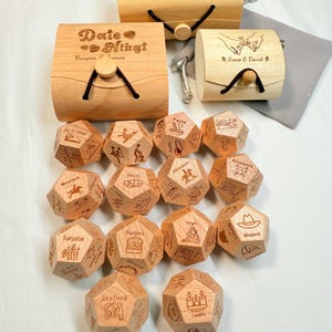 Personalized Date Night Dice Set: Beech Wood, Couples Gift
