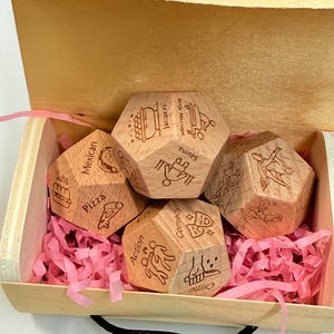 Personalized Date Night Dice Set: Beech Wood, Couples Gift