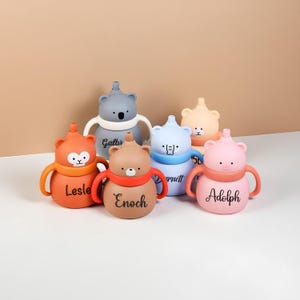 Aangepaste siliconen beker, gegraveerde naam siliconen rietje rietje, beker peuter, babybeker met rietje, gepersonaliseerd babycadeau, cadeau nieuwe moeder