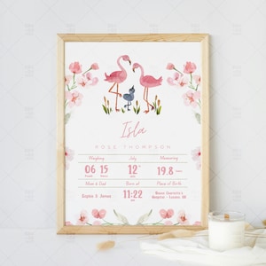 New Baby Girl Gift | Personalized Name Print |  Custom Birth Stats Wall Art | Custom Nursery Printable | Christening Gift | Digital Download