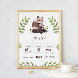New Baby Gift | Personalized Name Print |  Custom Birth Stats Wall Art | Custom Nursery Printable | Christening Gift | Digital Download