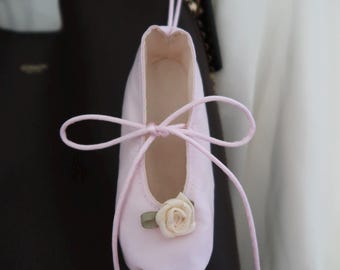 Handmade Pink Ballerina Slipper Bag Charm, Lip Gloss Holder Keychain