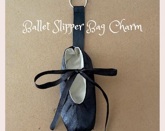Preorder Handmade Black Ballerina Slipper Bag Charm, Lip Gloss Holder Keychain