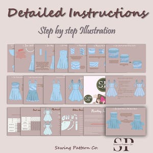 Bow straps dress pattern | Women dress sewing pattern | Bow Mini dress sewing pattern | PDF Sewing pattern | 15-sizes | prom dress pattern