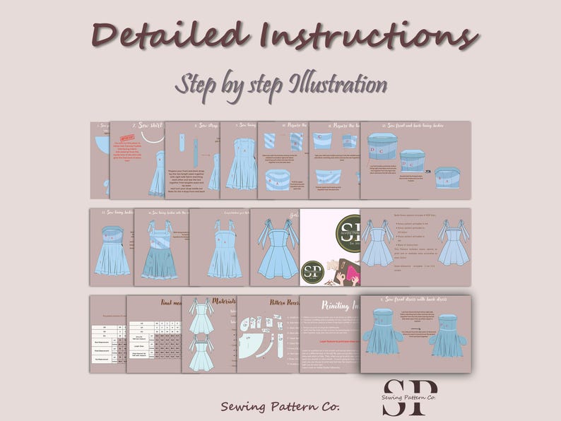 Bow straps dress pattern | Women dress sewing pattern | Bow Mini dress sewing pattern | PDF Sewing pattern | 15-sizes | prom dress pattern