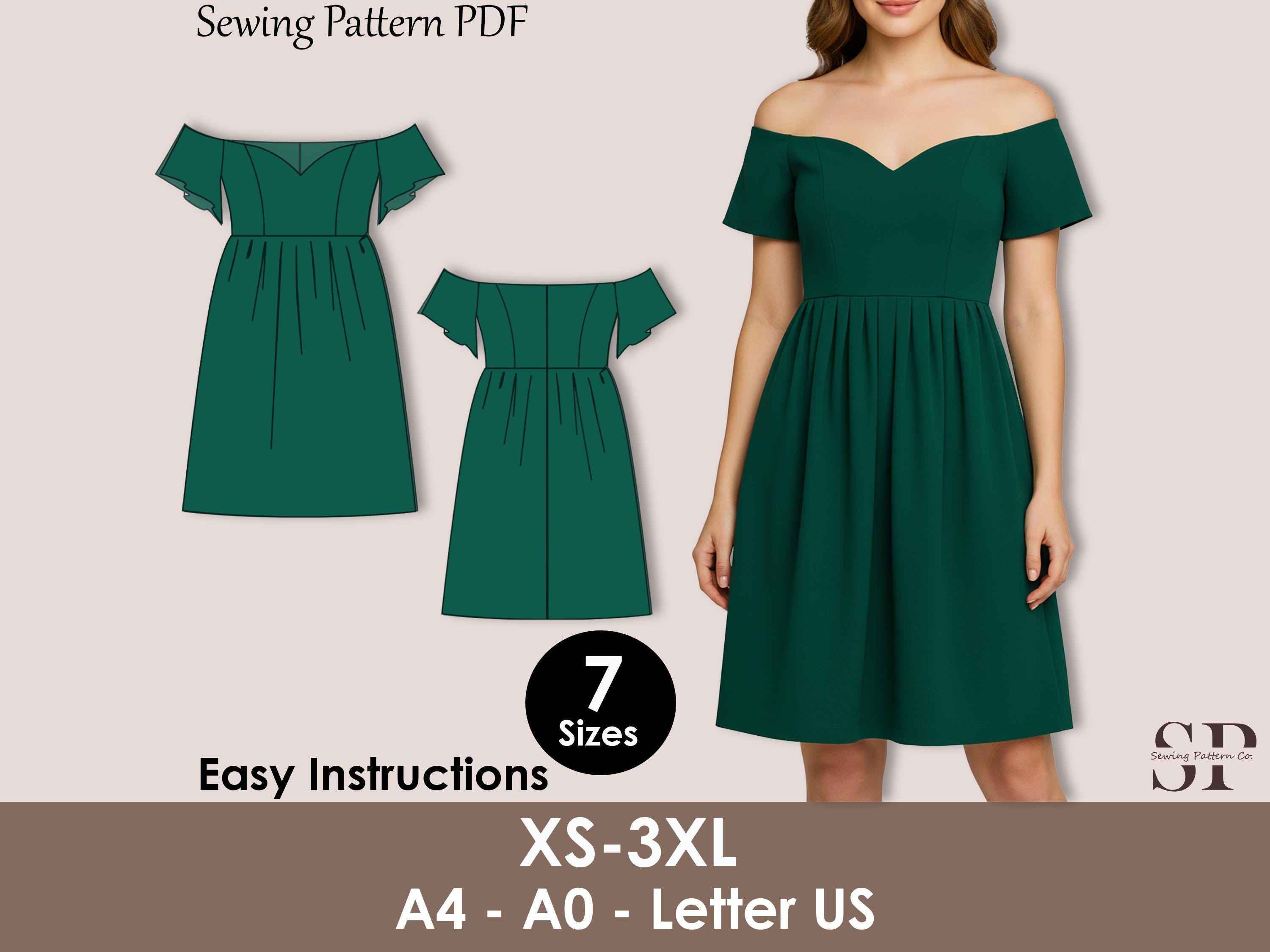 Off Shoulder Skater Dress Sewing Pattern | PDF Fit & Flare, Women XS-3XL -  Etsy