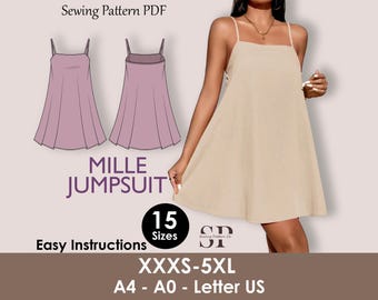 Mille Mini Dress Sewing Pattern | Women's Casual Summer Dress (PDF)