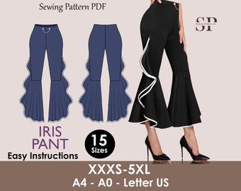 High Waist Wide-Leg Trousers Sewing Pattern | Women's Pants (PDF)